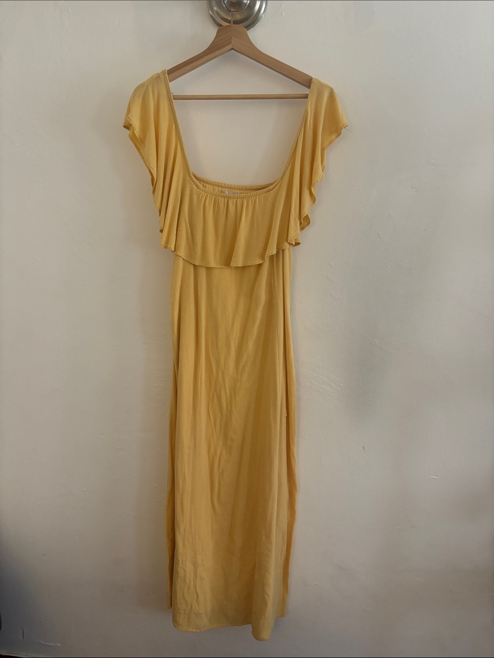 Women’s Yellow Ruffle Maxi Dress